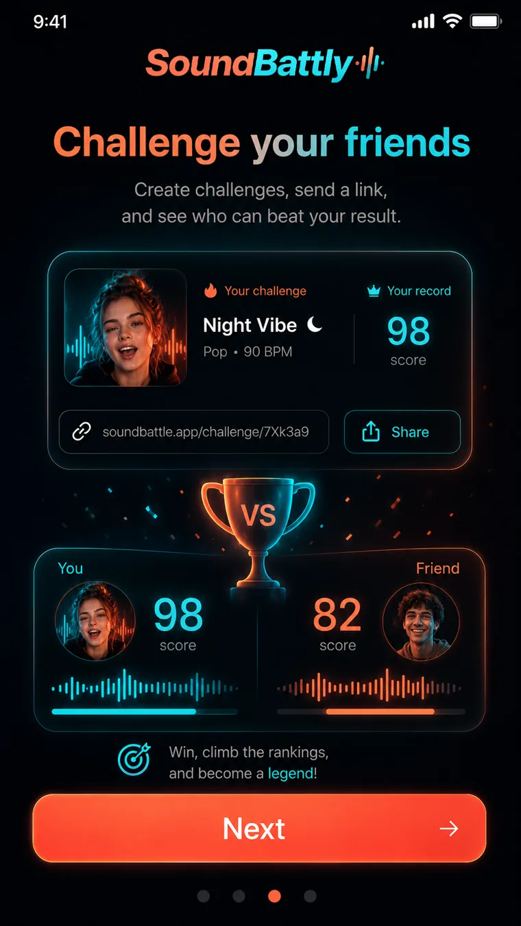SoundBattly friend challenge screen